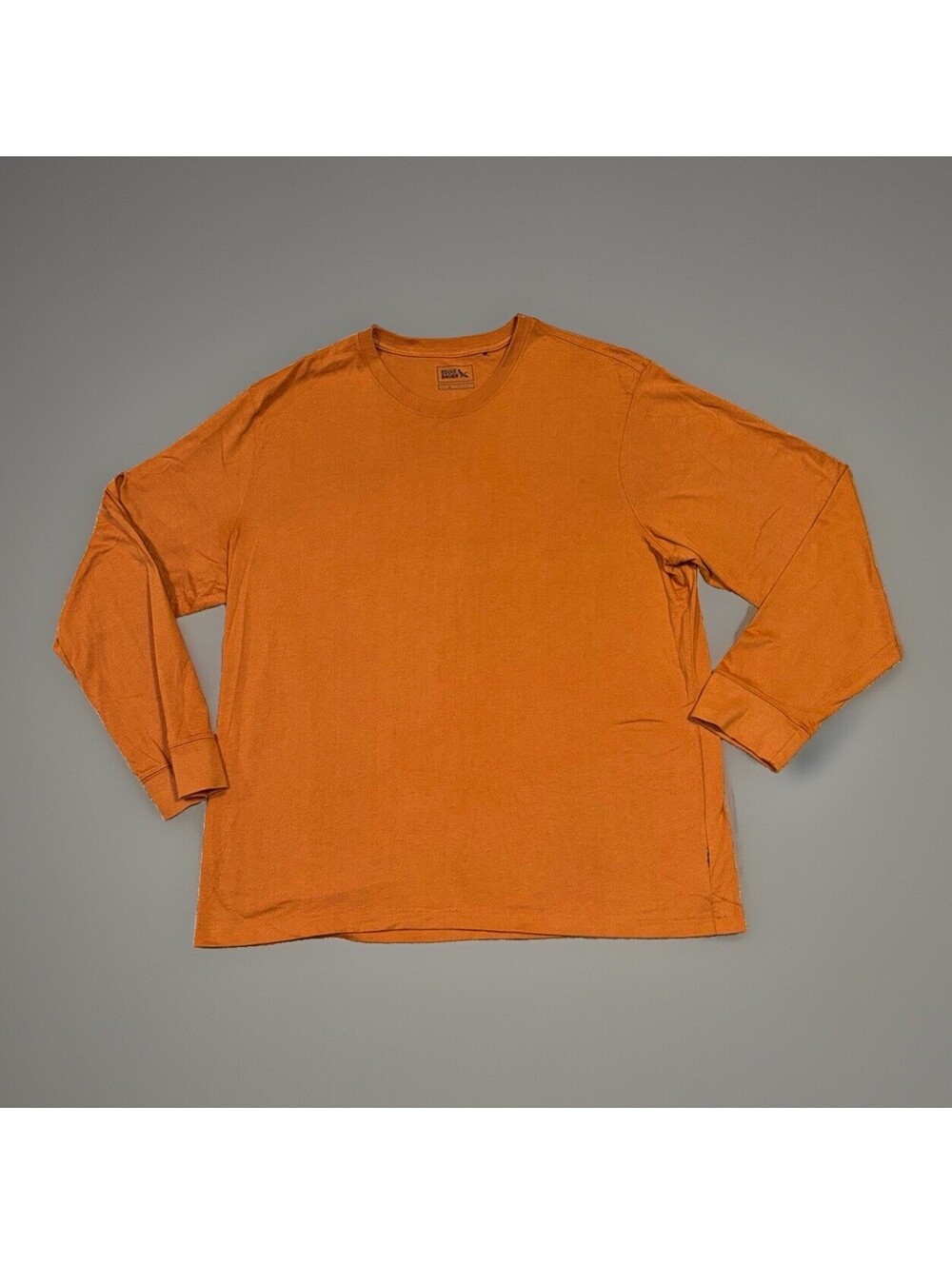 Eddie Bauer Mens XL Regular Solid Orange Logo Cotton Knit Crew Neck Tee LS
